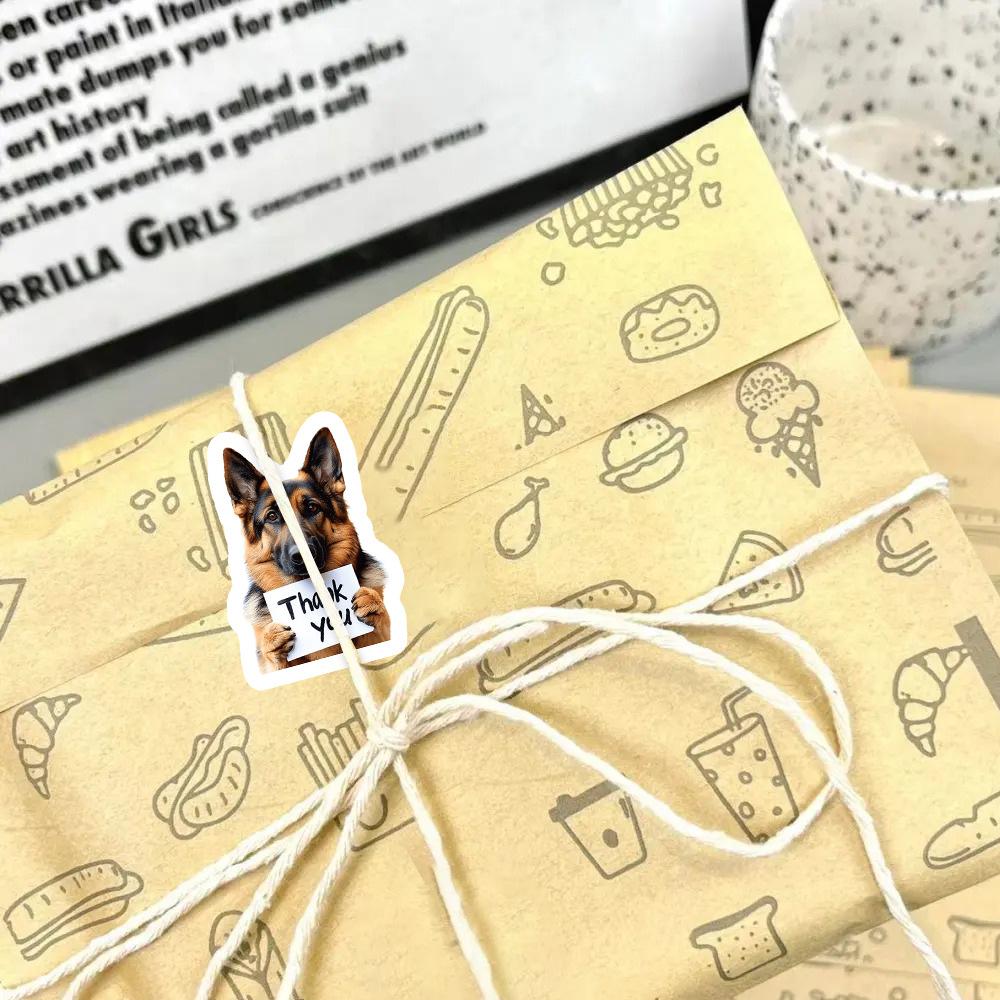 00 Puppy Thank You Stickers Roll Cute Self-Adhesive Labels For Packaging Envelope Sealing Packaging