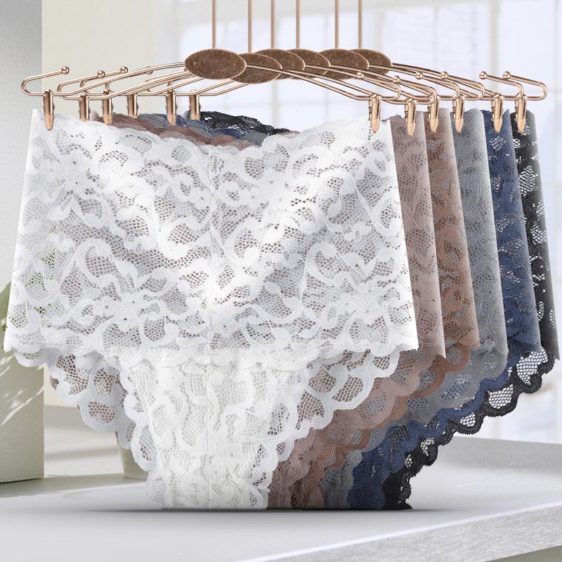 Women's Sexy Lace Panties High Waist Transparent Underwear Briefs for Women Breathable Girls Underwear Female Underpants Solid Color Lingerie