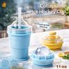 2-in-1 Collapsible Silicone Ice Ball Maker Cup, Reusable Portable Ice Sphere Mold with Straw & Lid, Easy Demolding, Leakproof