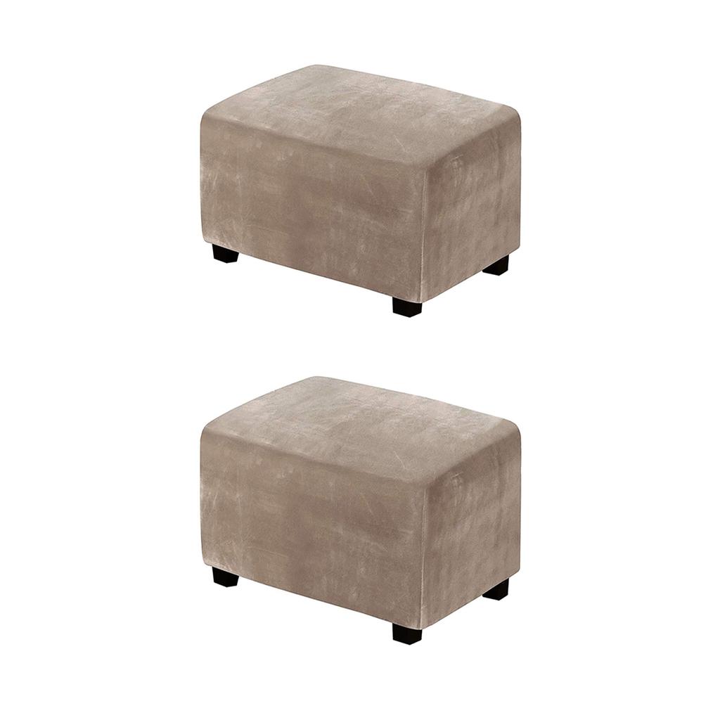 Capa de Puff de Veludo Elástica Quadrada Retangular Capa de Banco de Pés Abrangente Sólida Capa de Banquinho Sofá Apoio para os Pés para Sala de Estar