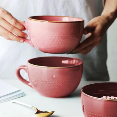 Ceramic Breakfast Bowl 700ml Microwave & Oven-Safe Soup Mug with Lid & Spoon Large Capacity Soup Bowl for Oatmeal Noodles