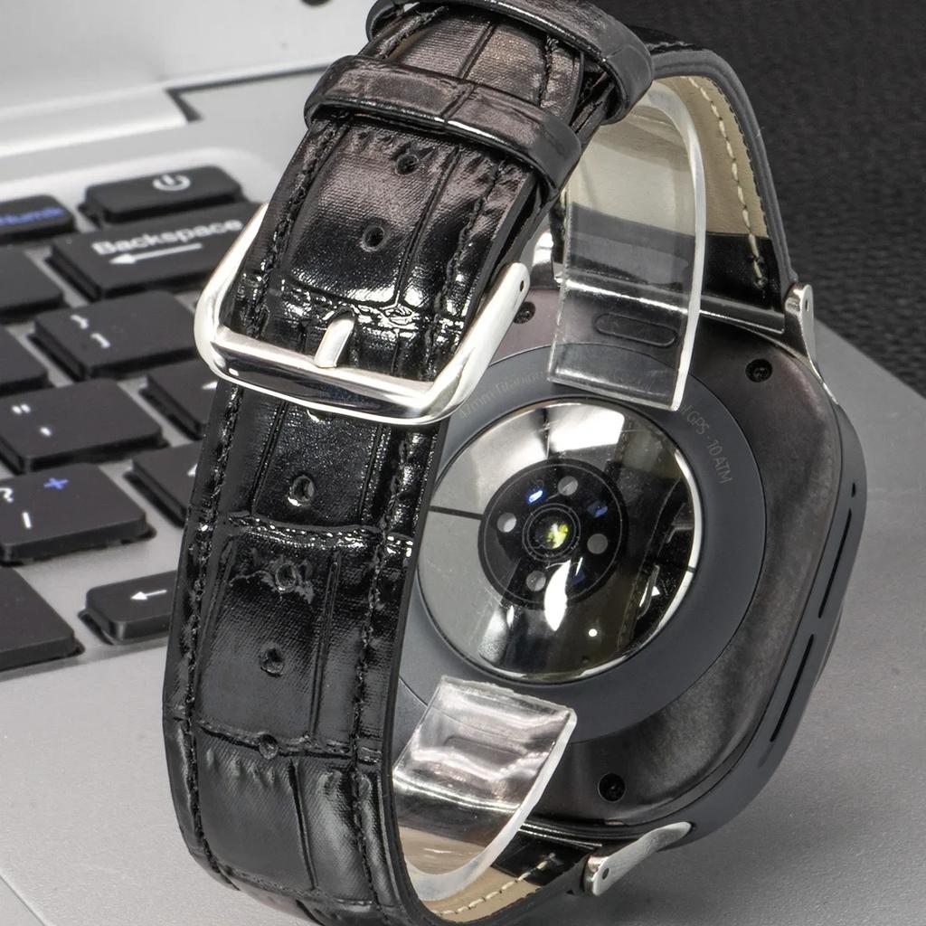 Bracelet en Cuir Pour Samsung galaxy watch 8/8Classic Connecteur en Acier Inoxydable Accessoire galaxy watch ultra 2025 47 Femmes Hommes bracelet