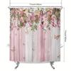 Romantic Pink Rose and Butterfly Shower Curtain with Cascading Floral Design for a Dreamy, Nature-Inspired Bathroom Decor Theme