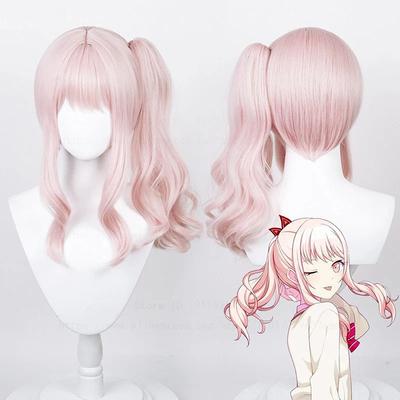 High Quality Akiyama Mizuki Cosplay Wig Light Pink Curly Clip Ponytail Heat Resistant Synthetic Hair Amia Wigs