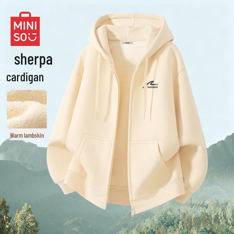 MINISO Men s Winter Heavyweight Fleece Hooded Cardigan XL