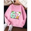 Unisex Kids Crewneck Sweatshirt For Over 4 Years Old Boys Girls Cartoon Mint Cream Waffle Ice Cream Shaped Number 67 Pullover Top For 4-12 Children