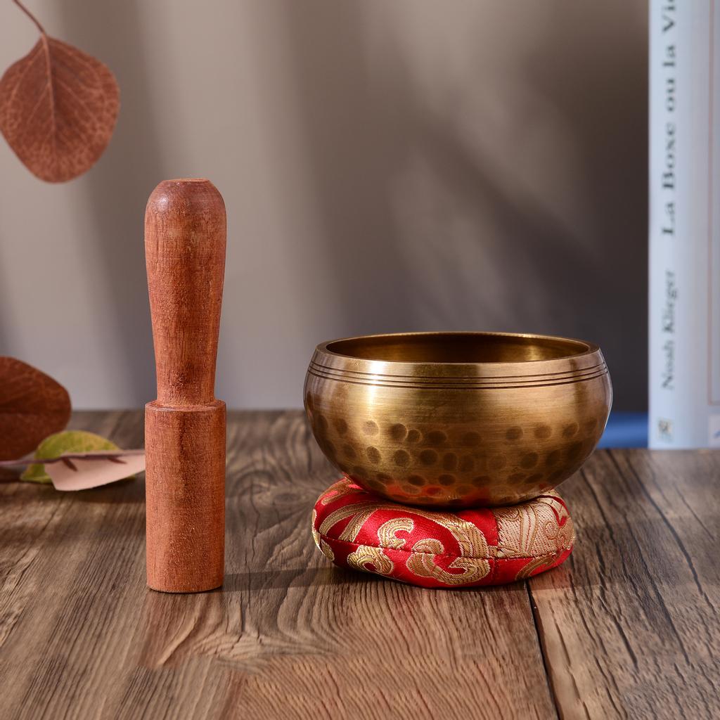 ammoon Tibetan Singing Bowl Set with 8.5cm/3.3inch Handmade Metal Sound Bowl   Soft Cushion   Wooden Striker for Meditation Sound Chakra Healing Yoga