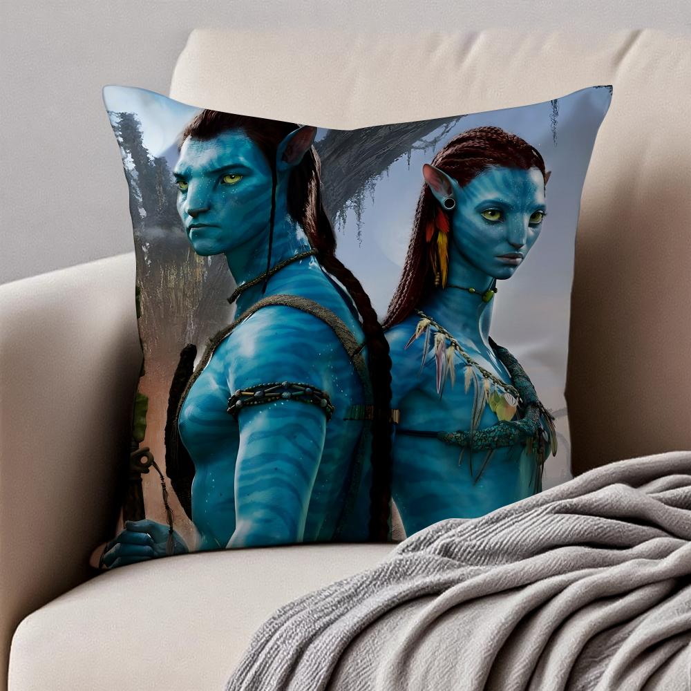 Epic SciFi Movie AAvatar The Way of Water Cushion Cover Pillowcase Antidustmite Invisible Zipper Short Plush Sofa Cushion