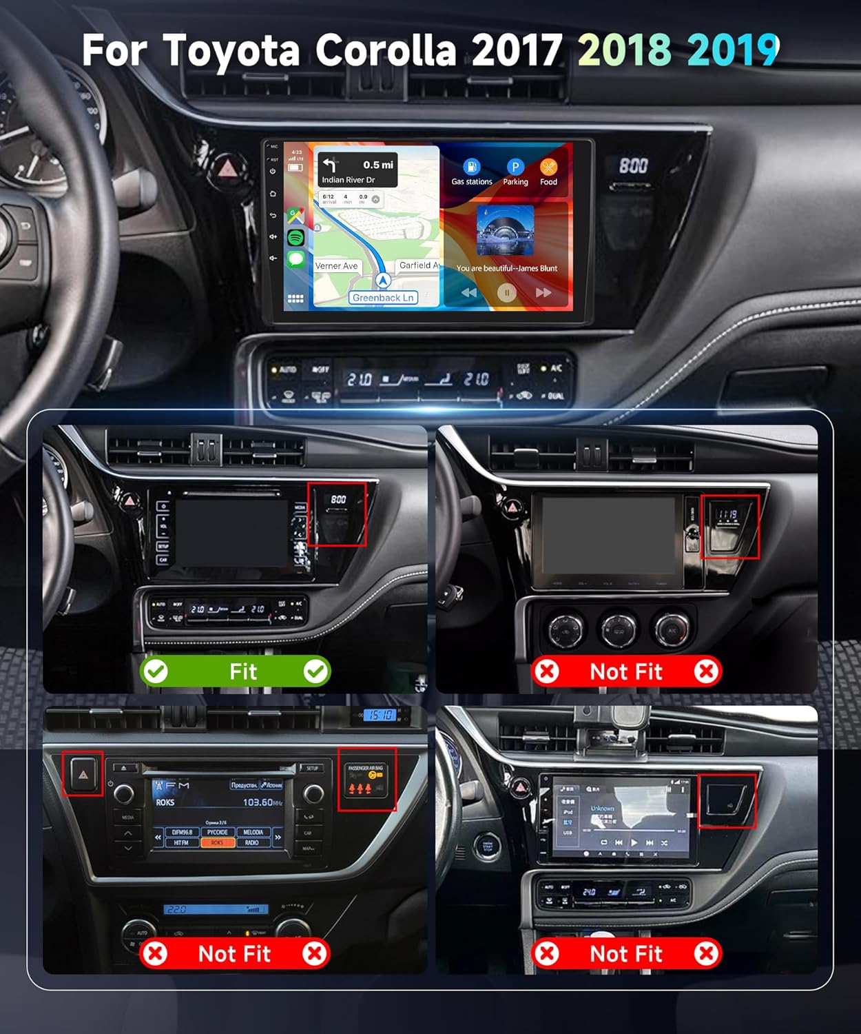 

2G+64G Android 13 Car Stereo for Toyota Corolla 2017-2019, 9 HD Touch Screen, Wireless CarPlay, Android Auto, GPS, Bluetooth 5. 4Core 2G 64G