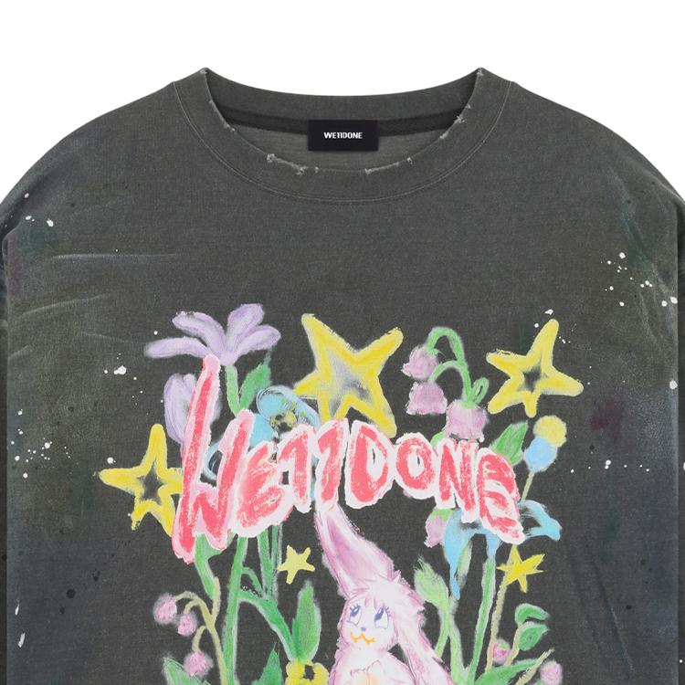 We11done 25fw Autumn Winter Rabbit Long Sleeve T-Shirt Unisex T-Shirt Gray WD-TT3-25-763-U-CH