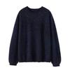 Women's Round Neck Cashmere Sweater - Rolled Hem, Marled Dot Yarn, Warm Knit for Autumn/Winter