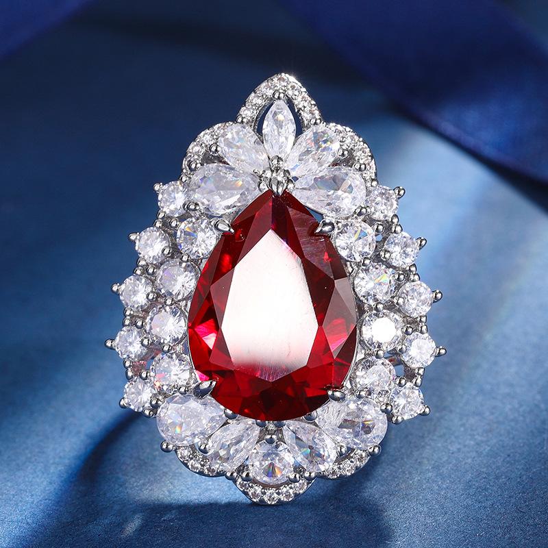 Jewelry Copper Bottom Gold-Plated Set Simulation Color Treasure Water Drop Light Luxury Temperament Set Female 13 * 18