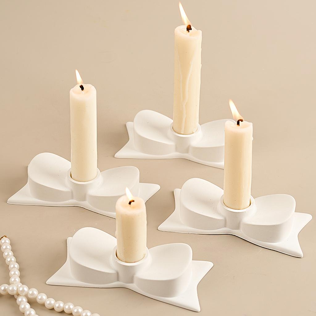 3D Bow Candle Holder Silicone Mold DIY Bowtie Candlestick Plaster Casting Molds Concrete Resin Craft Making Home Decor Art Gift