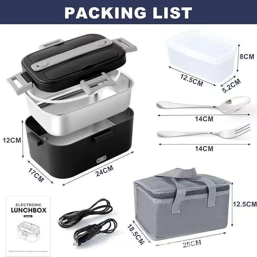 Electric Insulated Heating Lunch Box for Car - Portable Bento Box Gift with Waterless Heating