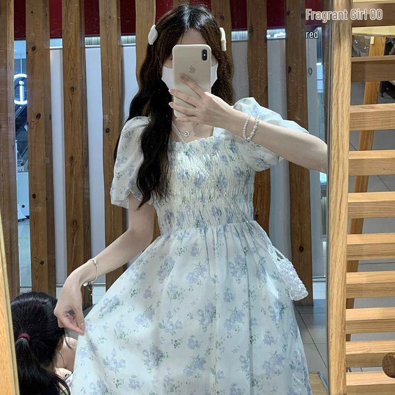 Moonlit Floral First Love Dress - White Fairy, Forest Style, Sweet French Summer Long Dress