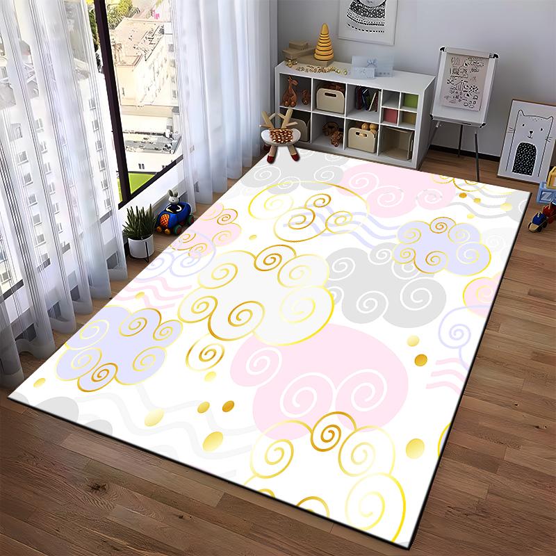 Colorful Swirl Cloud Pattern Rug Non-slip rug suitable for living room and bedroom sofas