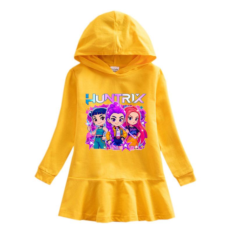 Girls Kpop Rumi Zoey Mira Hunters Printed Colorful Cute Hooded Dress
