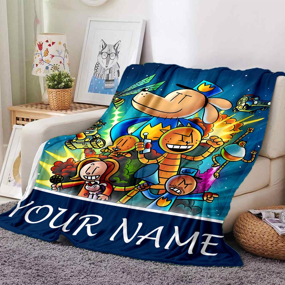 Customizable DogMan1 Throw Blanket – Personalized Name, All-Season Cozy Snug Blanket, Machine Washable, Personalized Blanket