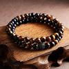 AIKS Merk Populaire Zwarte Galsteen Armband voor Mannen, Zwarte Mala Kralen, Dubbele Rij Mannen Armband, Hawaïaanse Stijl Cadeau