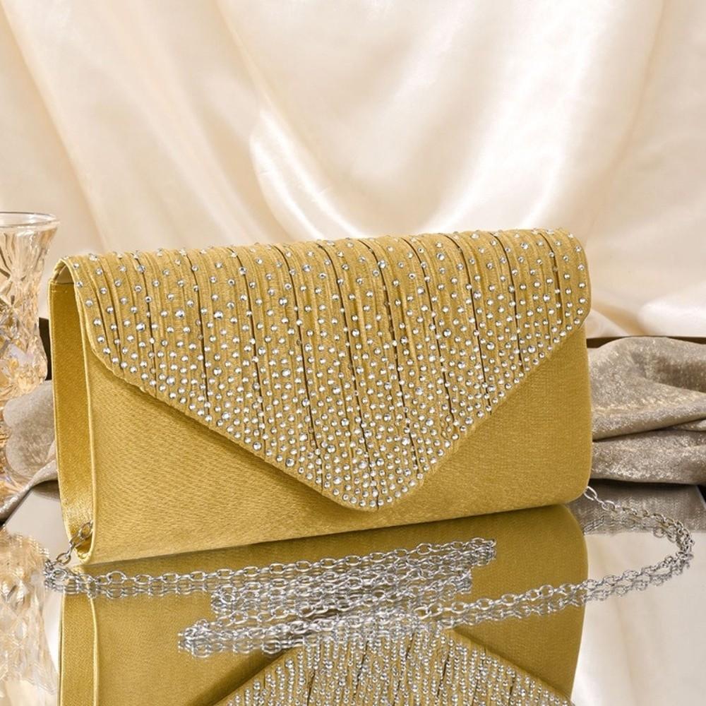 Large Capacity Women Evening Handbag Rhinestone Wedding Clutch Elegant Crossbody Bag  Party