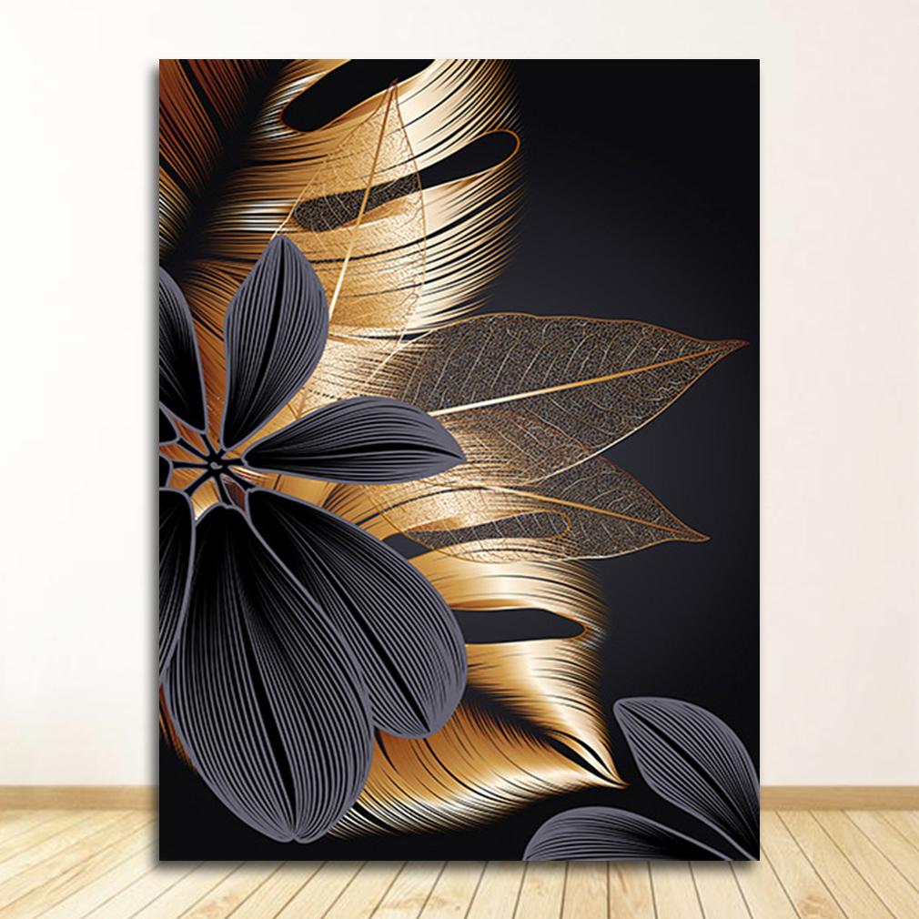 Black Golden Plant Leaf Canvas Poster Print  Abstract Wall Art Painting Nordic Living Room Decoration Picture Modern Home Decor