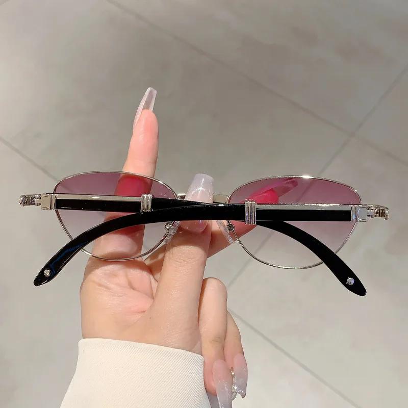 Vintage Luxury Brand Designer Metal Small Frame Sunglasses Women For Men Sun Glasses Steampunk Popular New Cat Eye Shades Uv400
