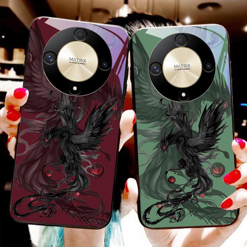 Schwarze Cartoon Dapeng Hülle für Honor Magic 6 50 70 90 Lite X7b 200 Pro Nova 10 Nova 5T X6 P30 Pura 70 Ultra Gehärtetes Glas Handyhülle
