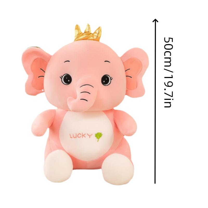 Crown Plush Elephant Toy Grey Pink Creative Design Room Decoration Birthday Gift