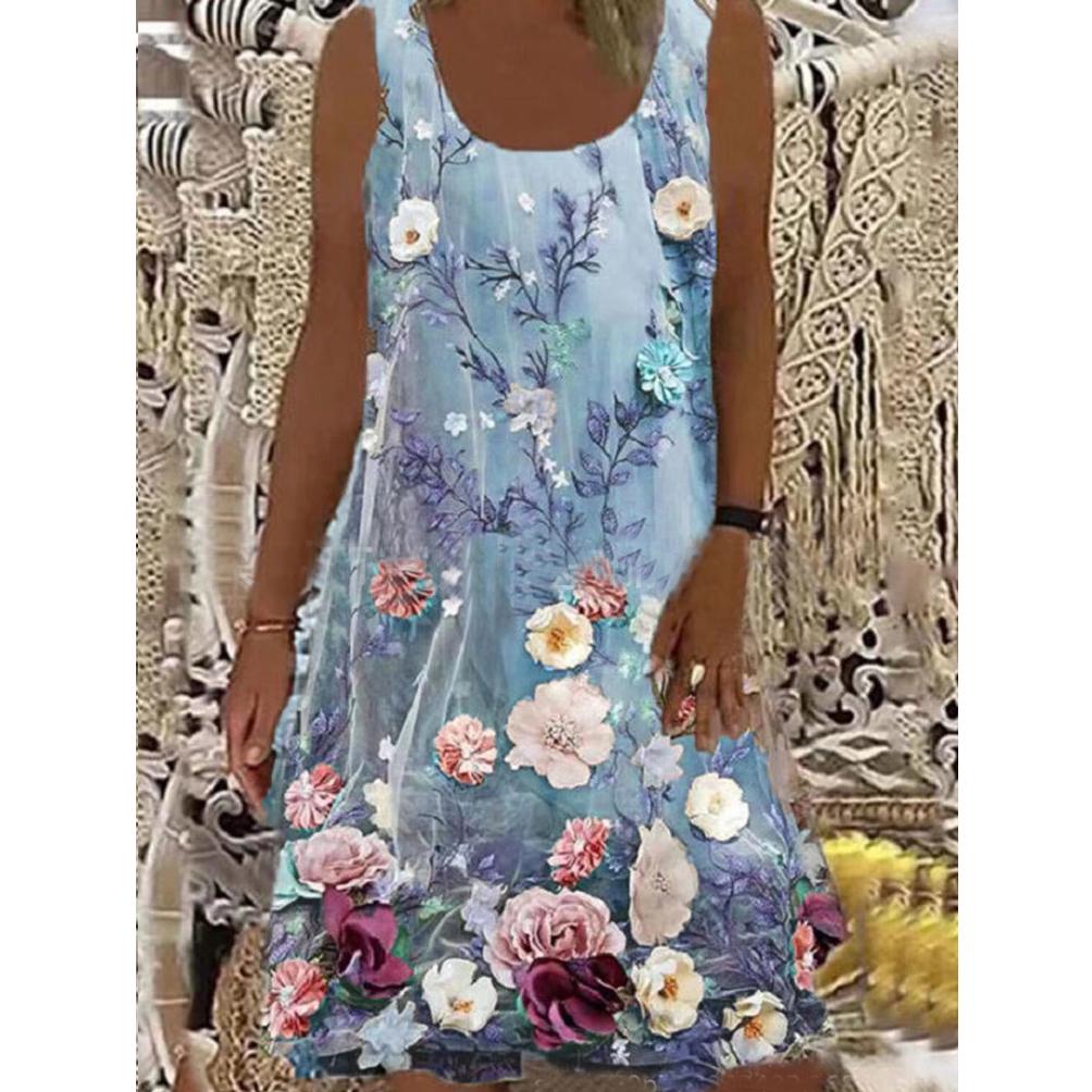 Vestido De Mujer Suelto De Verano Sin Mangas Con Estampado D Vestido De Mujer Suelto De Verano Sin Mangas Con Estampado D
