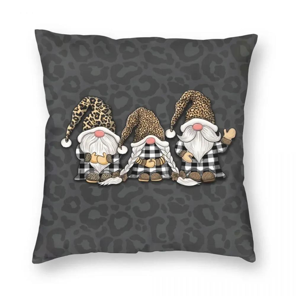 Christmas Gnome Square Polyester Pillowcase  Printed Zip Decorative Throw Pillow Case Home Cushion Case Wholesale