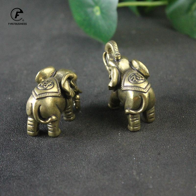 Solid Copper Lucky Elephant Small Ornaments Brass Blessing Elephants Miniature Figurine Antique Bronze Animal Statue Craft Decor