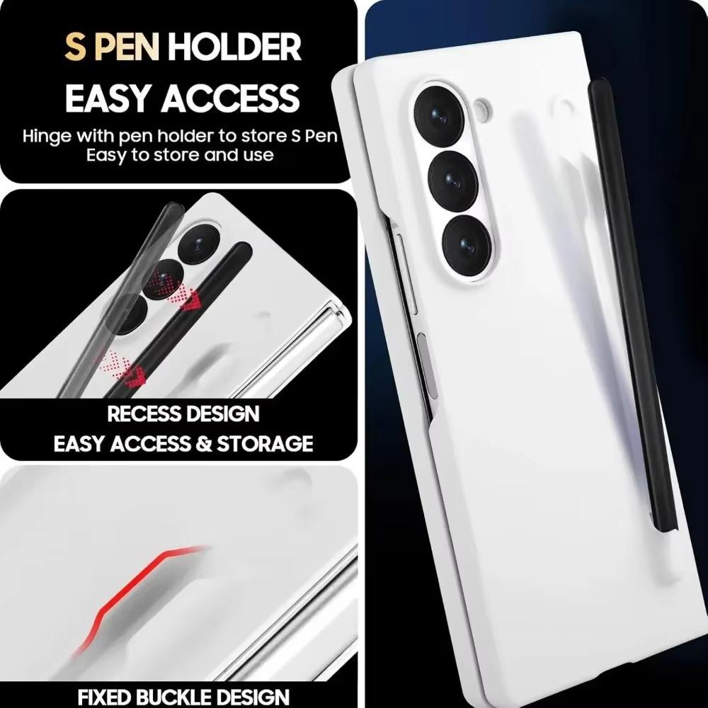 Ultra Thin Matte Solid Color with S Pen Holder Phone Case for Samsung Galaxy Z Fold 7 6 5 Slim Screen Shockproof Protect Cover
