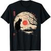 Black Cat Vintage Japan Art Japanese Theme Retro Print T-Shirt NGO