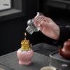 Hand-Painted Floral Retro Kerosene and Ceramic Butter Lamp - New Chinese Style Night Light for Bedroom and Study