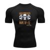 Men's Compression Fitness T-Shirt, Skull Dumbbell Print Quic