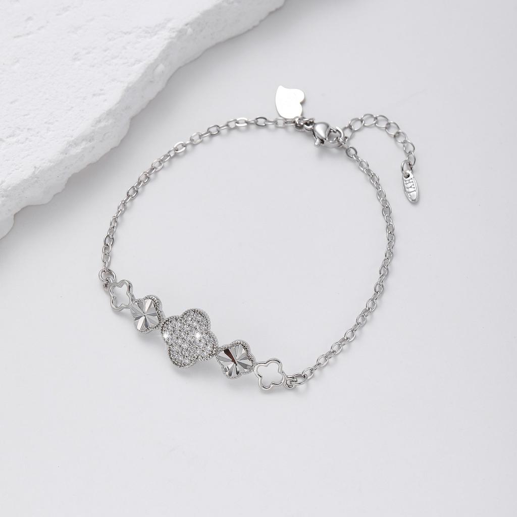 Four-leaf Clover Bracelet Copper Set with Zircon Fashionable Women's Bracelet