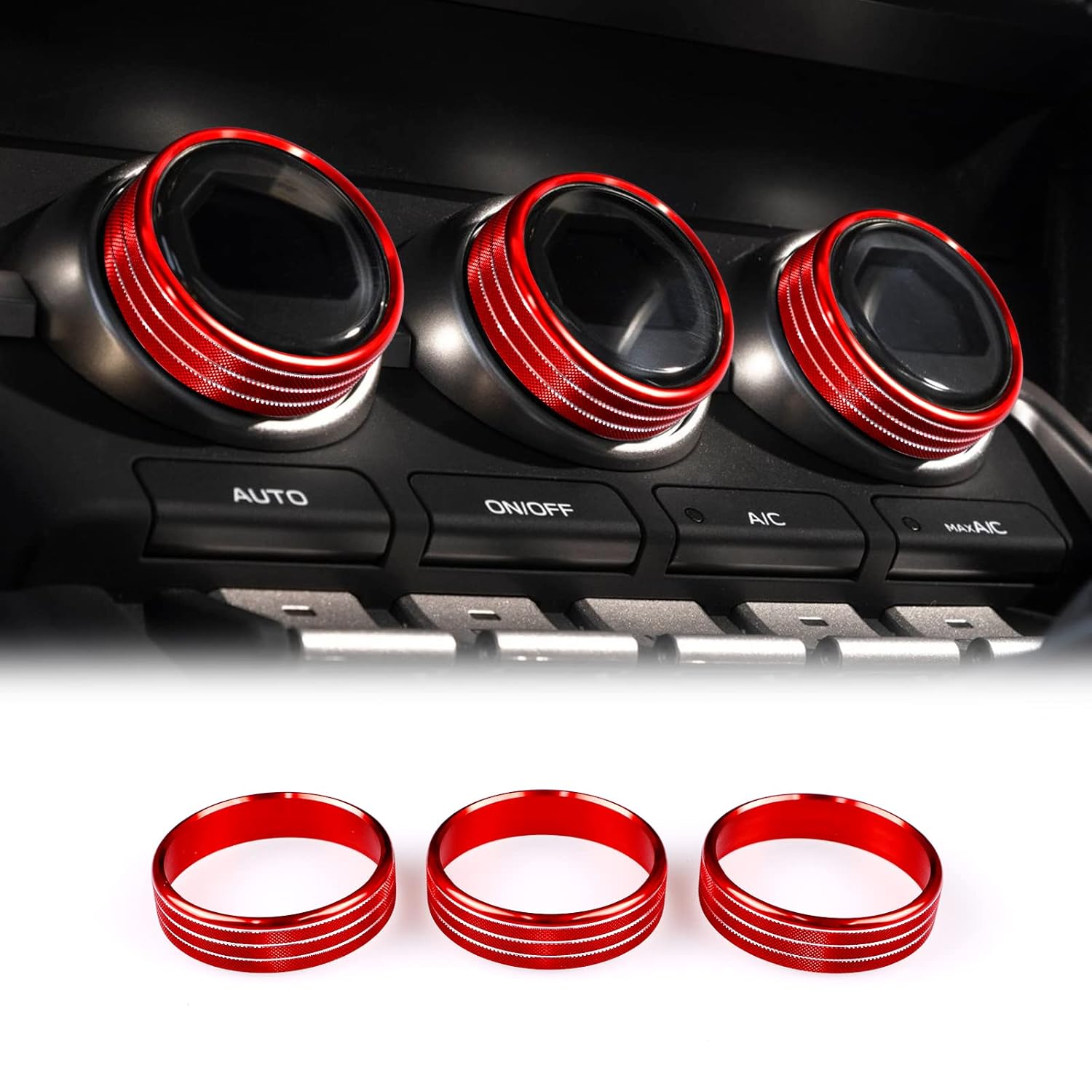

KUNGKIC for Subaru BRZ Toyota GR86 2021 2022 2023 2024 2025 Air Conditioner Knob Button Cover Sport Style Interior Decorated Aluminum Alloy Knob Ring красный