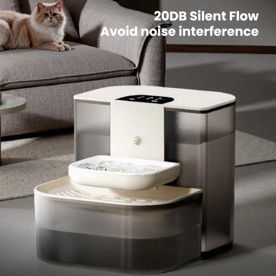 4.5L Wireless Cat Water Fountain No Filter Wastewater Separation Smart Pet Waterer Rechargeable Automatic Water Dispenser for Indoor Cats Small Dogs
