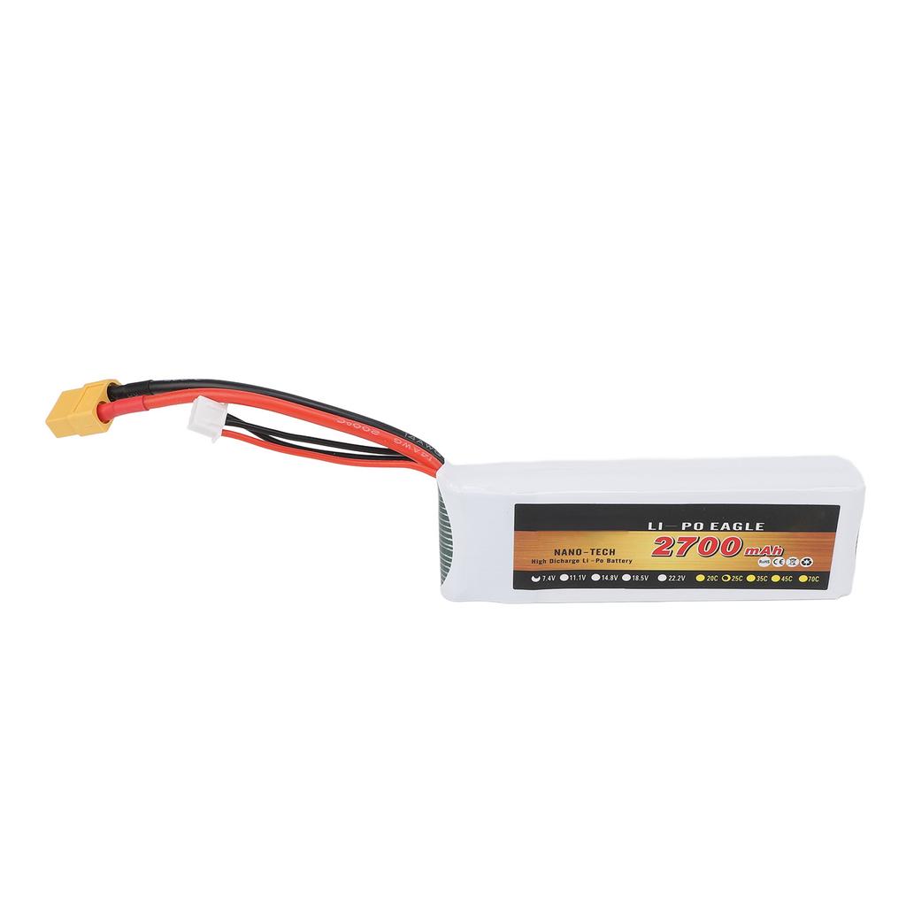 7.4V 2700mAh 2s 25C LiPo Battery Lightweight Long Lasting Use for Wltoys RC Car Helicopter Airplane Drone Boat