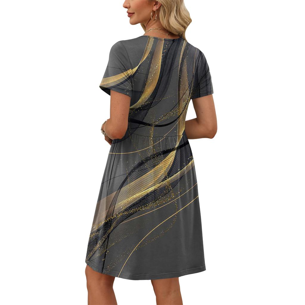 Dresses For Women Short Sleeve O Neck Casual Dresses Waist Maternity Dress With Pockets