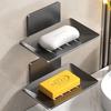 Stainless Steel Wall-Mounted Adhesive Soap Dish – Punch-Free, Drainage Design.