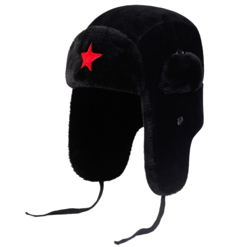 Czapka Lei Feng z haftowaną pięcioramienną gwiazdą Jesienno-zimowa ciepła i wiatroodporna czapka pilota Modna czapka bomberka Czapki męskie