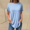 Moda dame ocazional umăr pozitiv decolteu rotund culoare solidă cu mânecă scurtă pulover Top