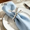 Tree Branch Napkin Ring Ring, Vintage & Bird Design with Gold Finish, Open-End Holder for Cloth Linen Dinner Napkins, Wedding Banquet Table