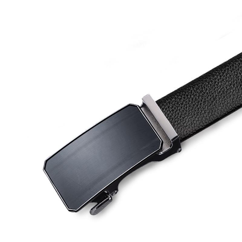 Belt Men s Alloy Automatic Buckle Cowhide New Automatic Buckle Pants Belt Genuine Leather Business Casual Young and Middle-aged Leather Belt 130cm