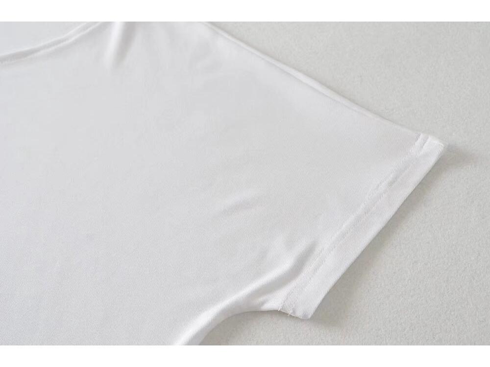 Trendy Dámský Crop Top Evropského a Amerického Stylu s Kulatým Výstřihem a Polovičním Rukávem