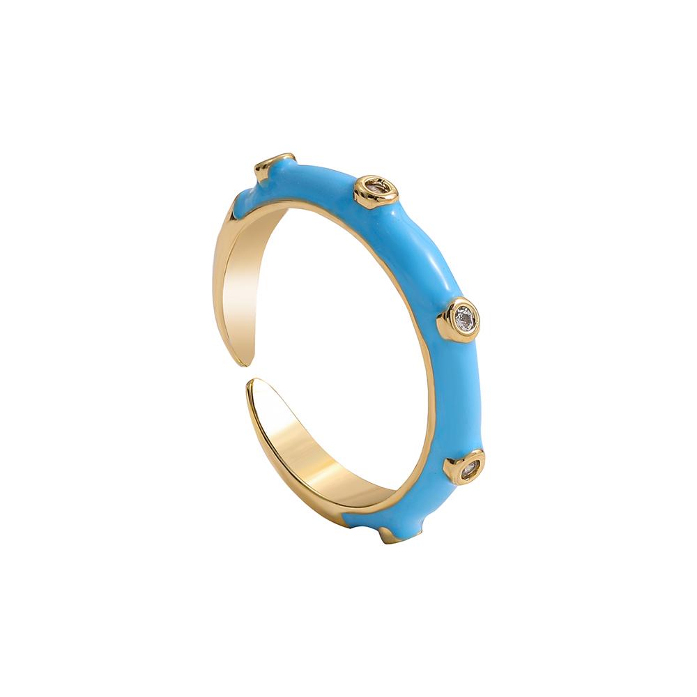 

Minimalist Candy Color Enamel Open Rings for Women Ins Style Clear Micro Pave CZ Rings Stacking Adjustable Finger Zircon resizable светло-синий