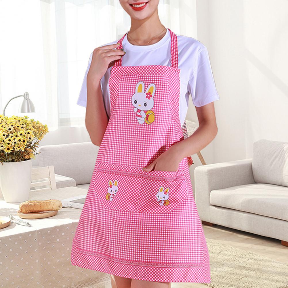 Cute Cartoon Rabbit Women Apron Practical Kitchen Cooking Bib One Size Household Anti Stain Workwear