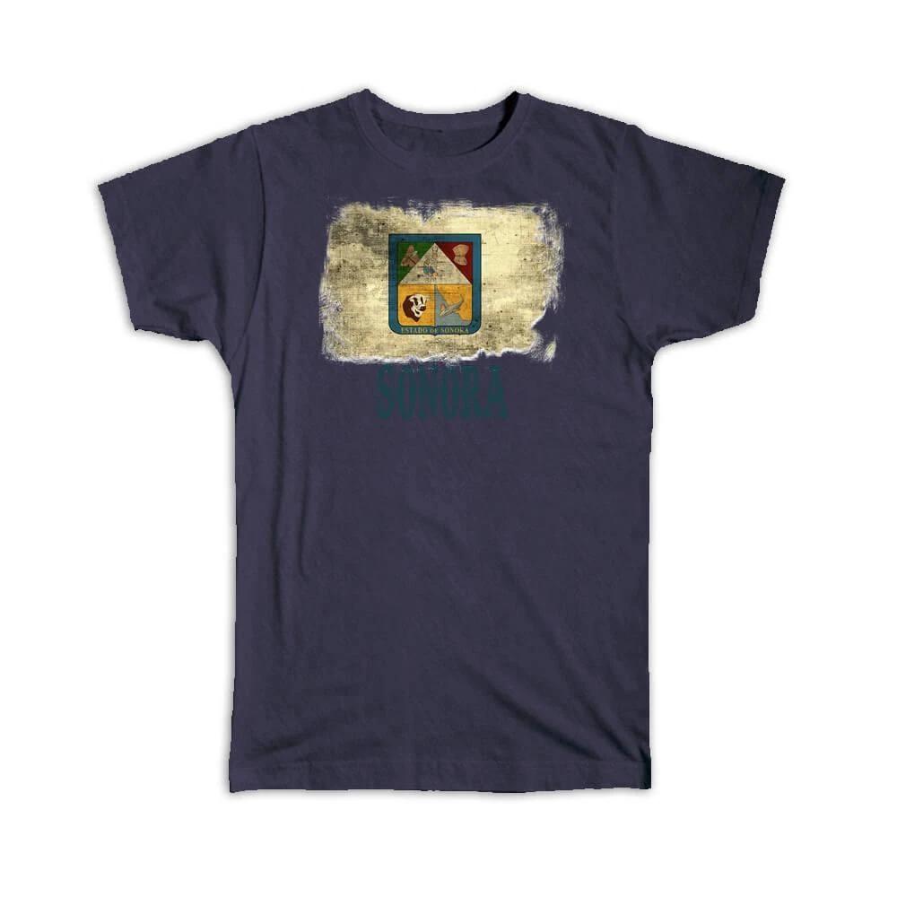 Gift T-Shirt : Sonora Mexico Distressed Flag Vintage Mexican Expat Country M