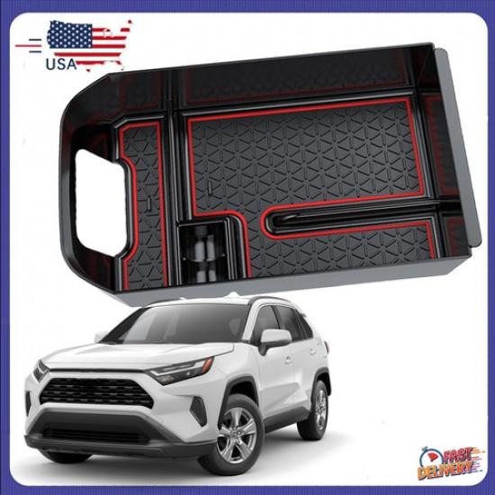 Center Console Armrest Storage Box Anti-Slip Red Fits -2024 Toyota RAV4 US